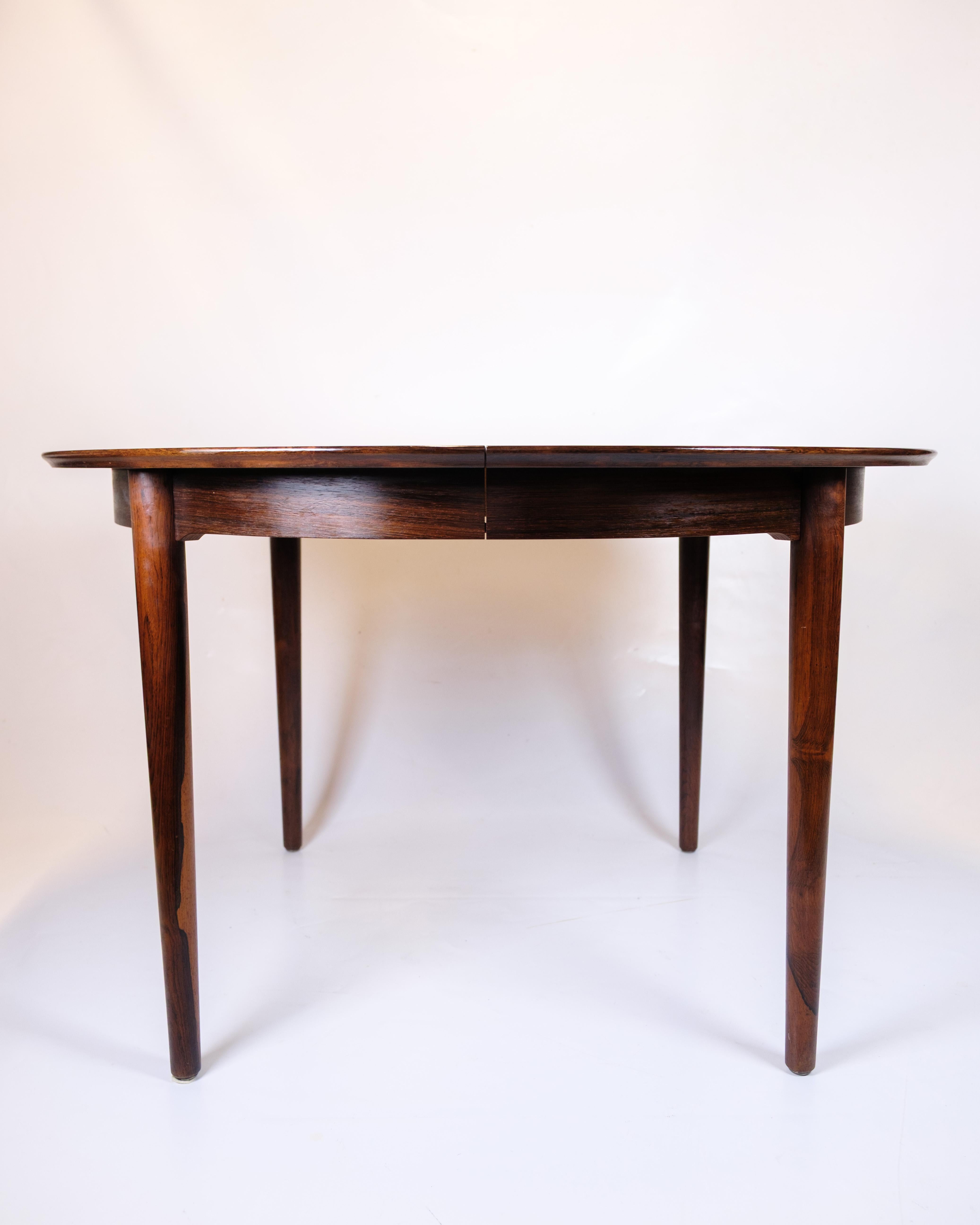 Mid-Century Modern Round Dining Table With Extensions Leaves In Rosewood By Arne Vodder From 1960s For Sale