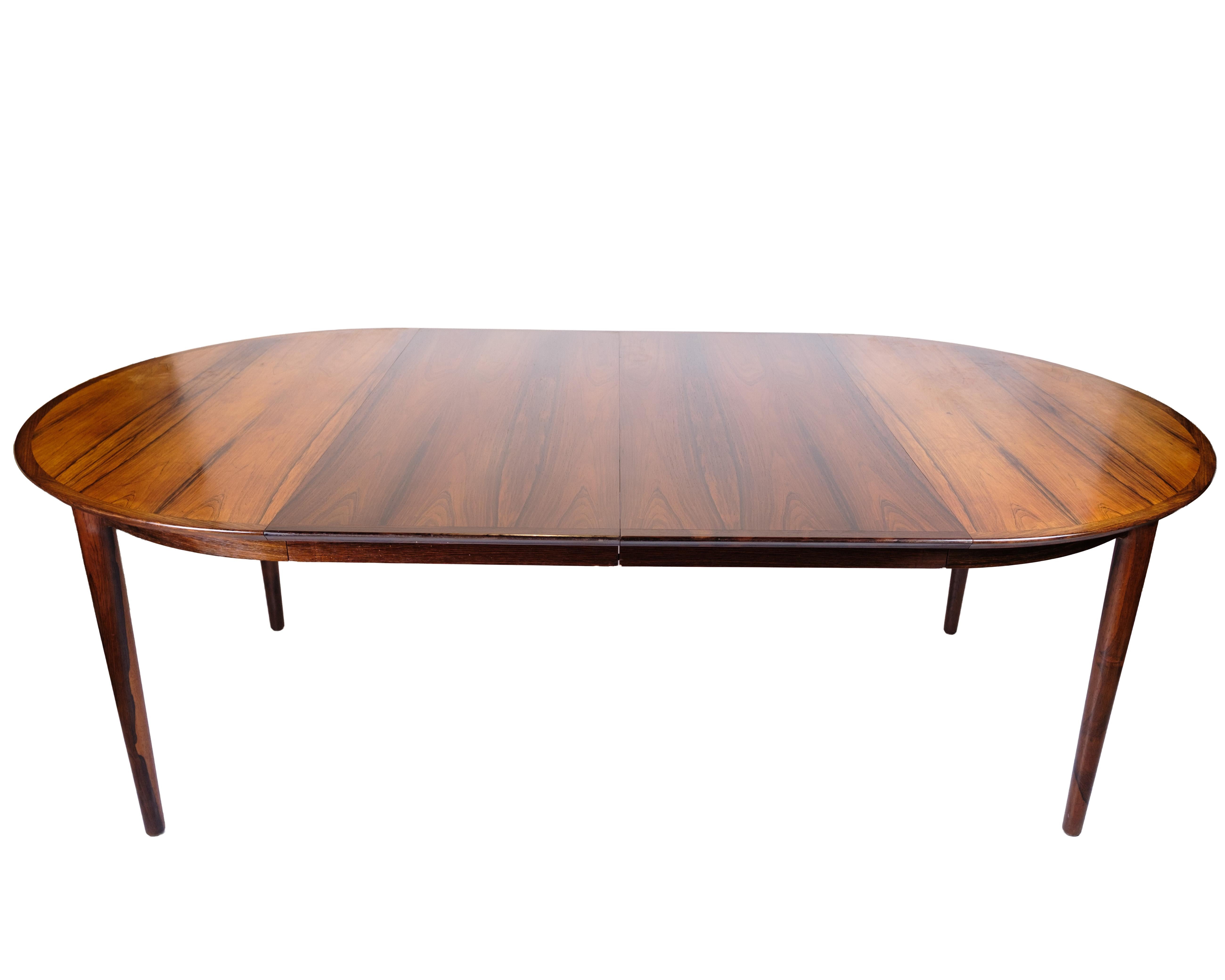 Round Dining Table With Extensions Leaves In Rosewood By Arne Vodder From 1960s For Sale 1
