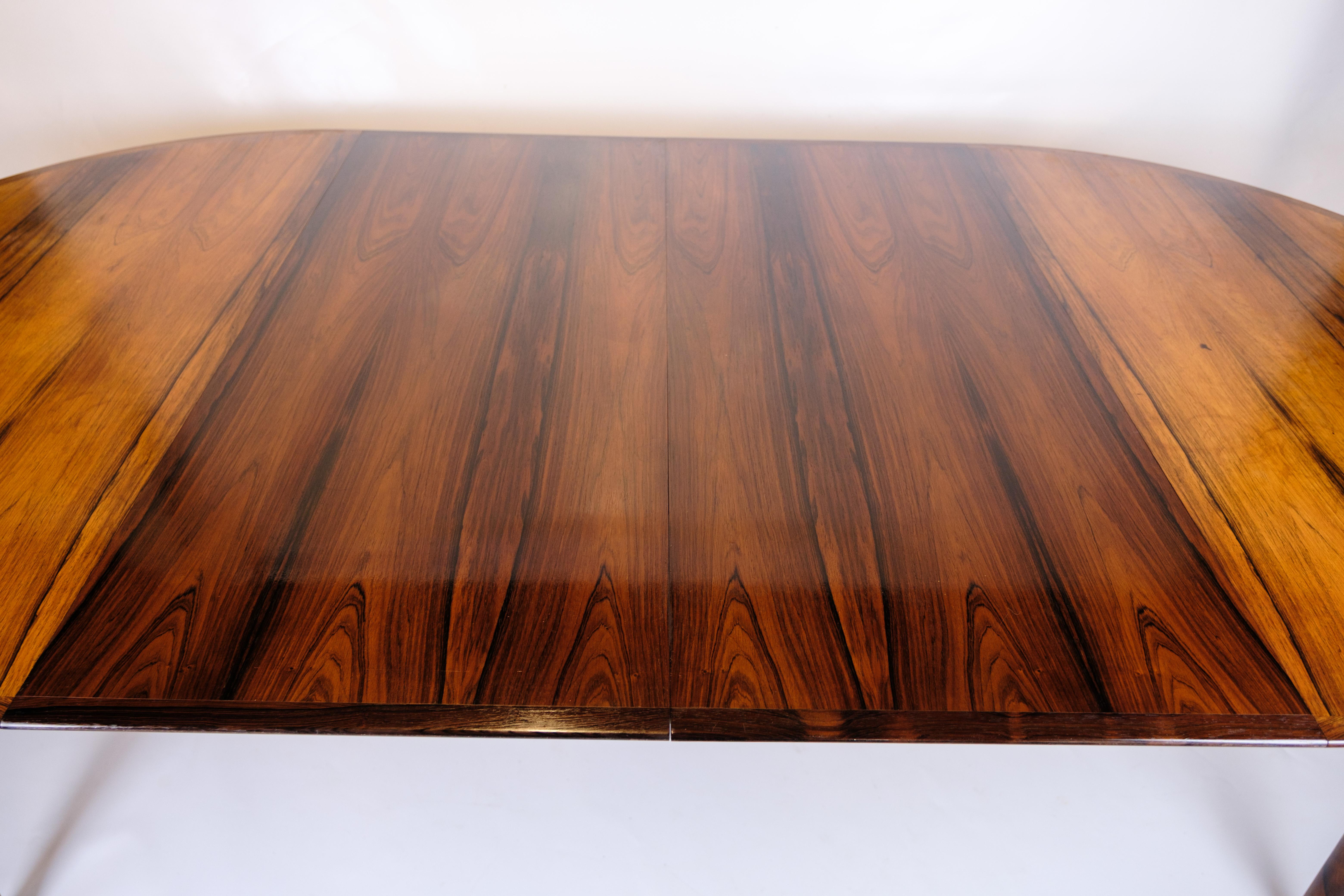 Round Dining Table With Extensions Leaves In Rosewood By Arne Vodder From 1960s For Sale 2
