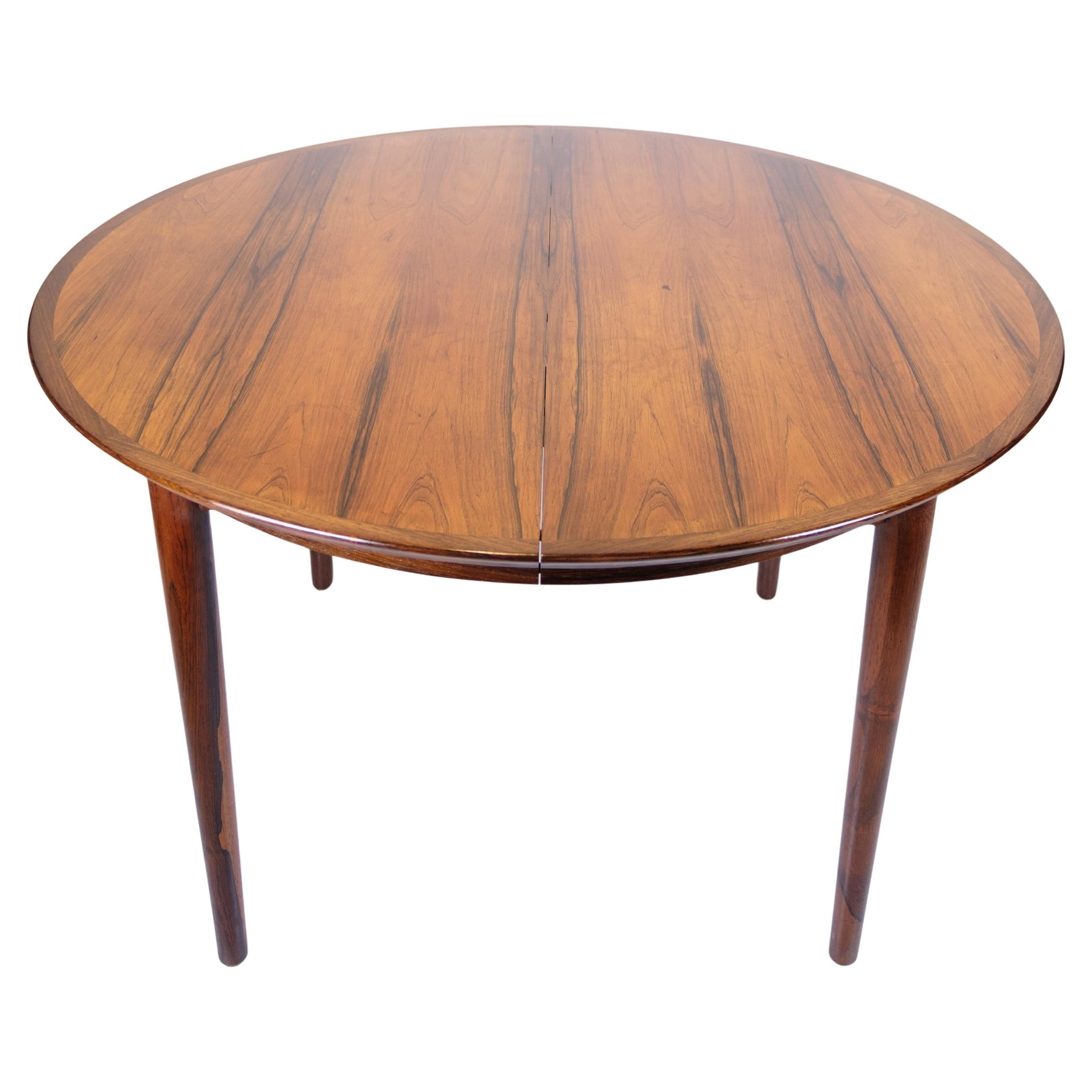 Round Dining Table With Extensions Leaves In Rosewood By Arne Vodder From 1960s For Sale