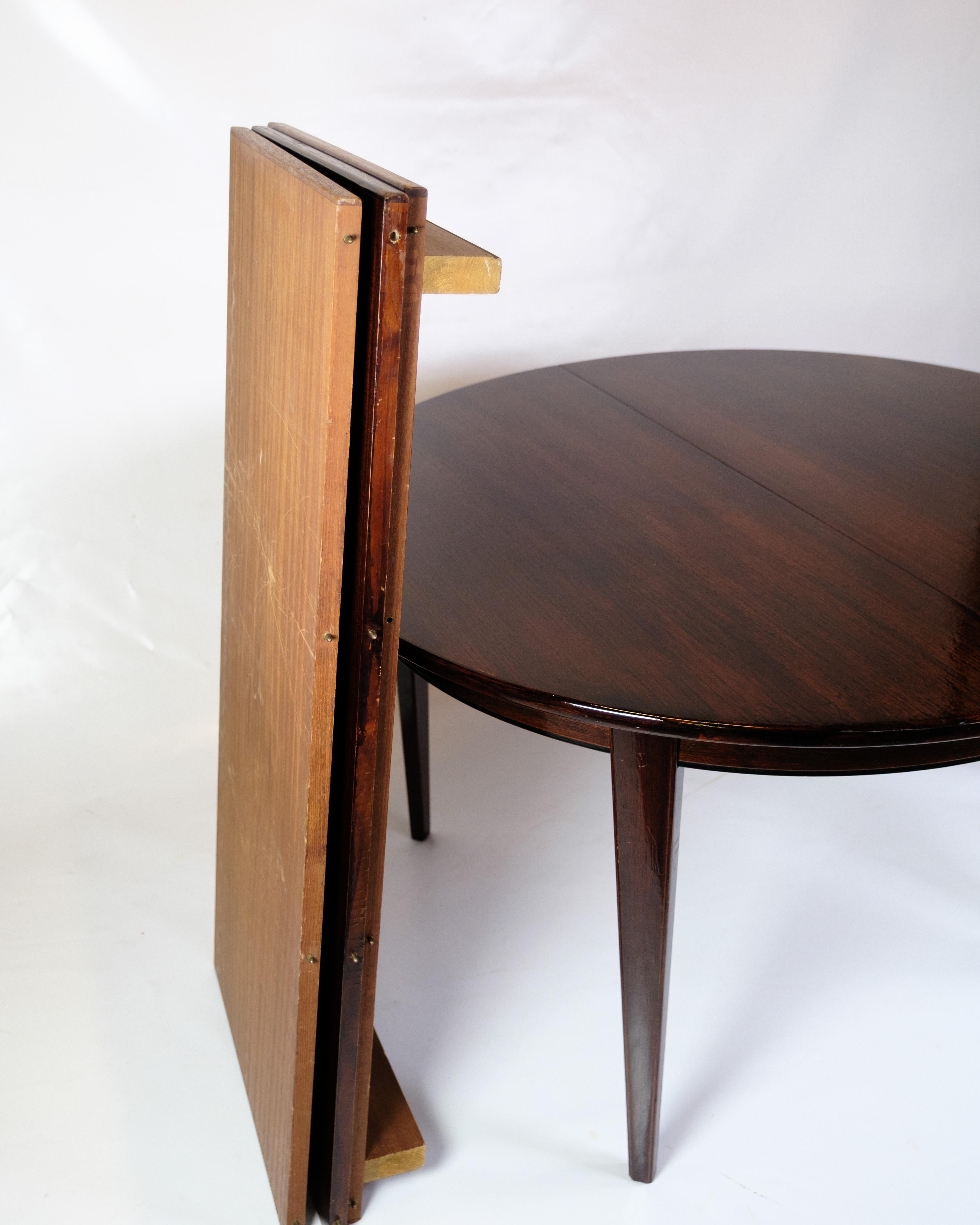 Round Dining Table With Extensions Model 55 Made In Mahogany By Omann Junior For Sale 5