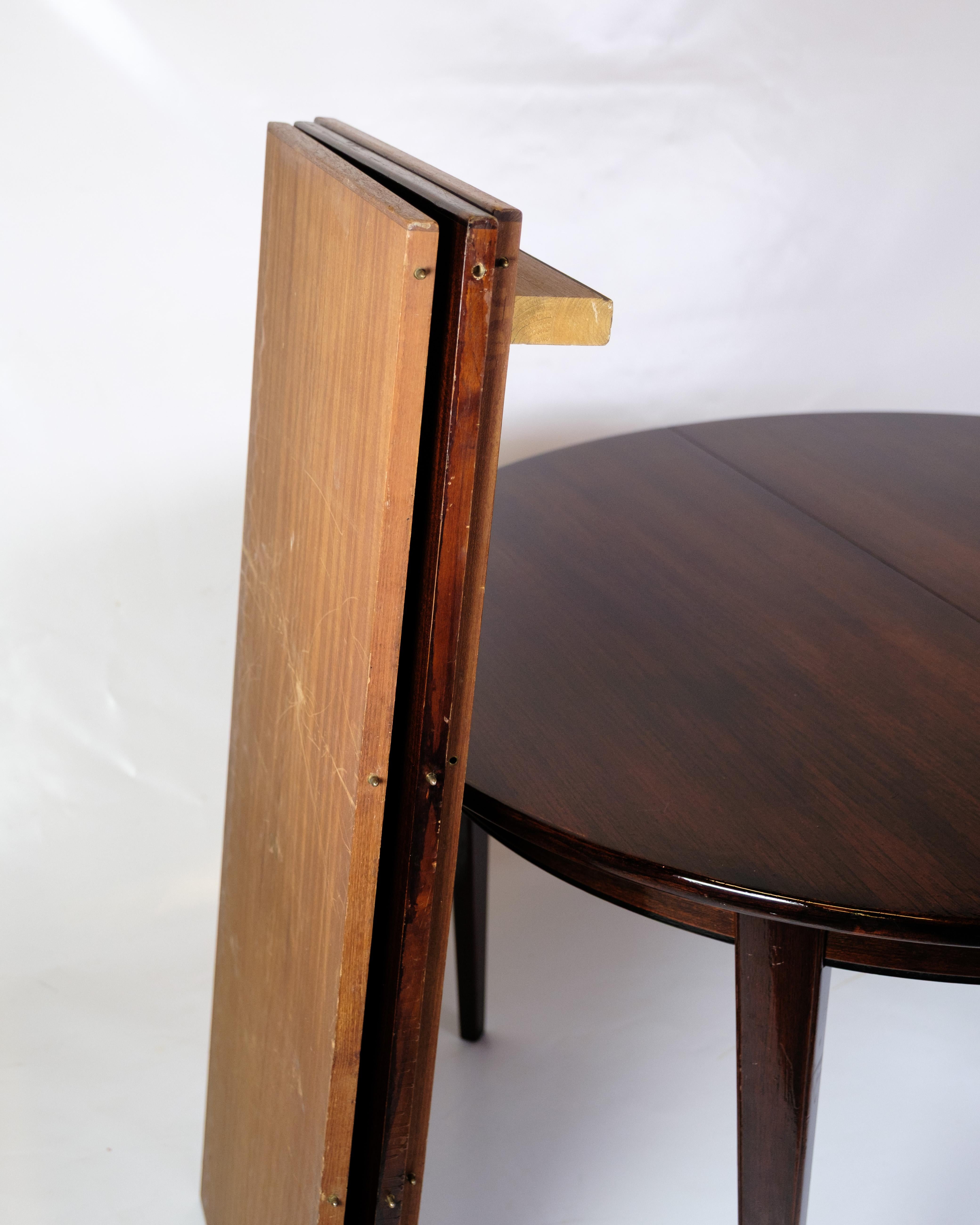 Round Dining Table With Extensions Model 55 Made In Mahogany By Omann Junior For Sale 6