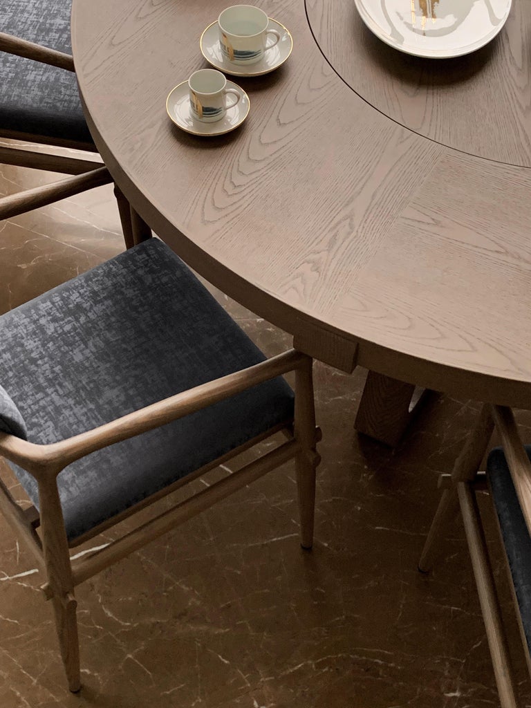 Round Dining Table With Lazy Susan 200cm Interlock André Fu Living Grey Oak  New For Sale at 1stDibs