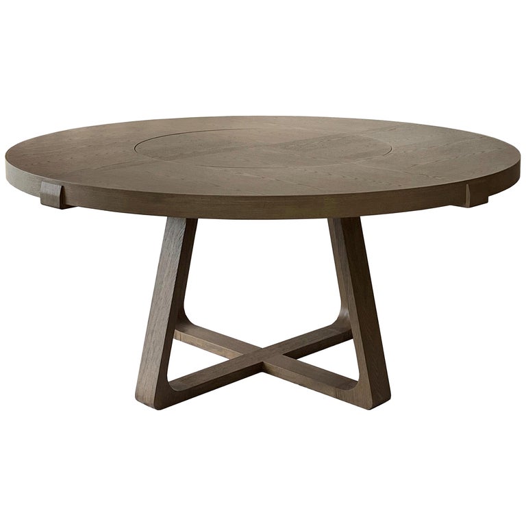 Round Dining Table with Lazy Susan 180cm Interlock André Fu Living Grey Oak  For Sale at 1stDibs