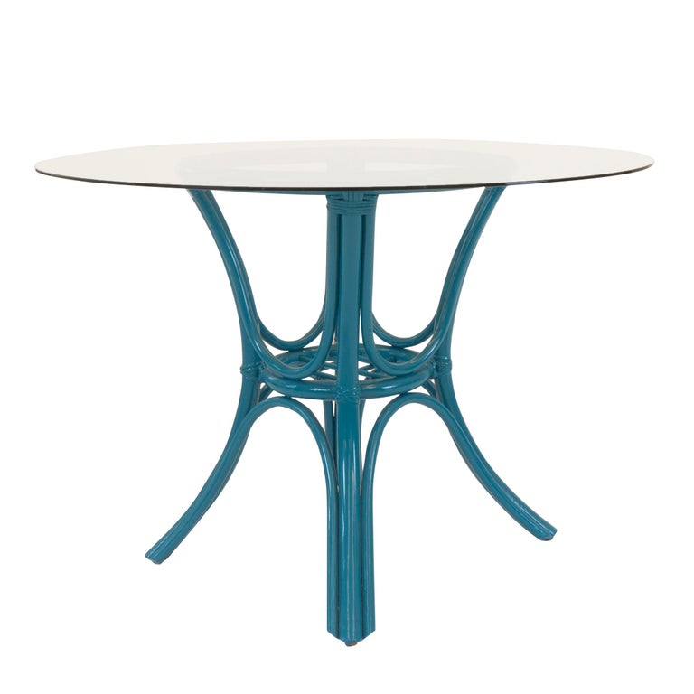 Round Dining Table with Rattan Base at 1stDibs