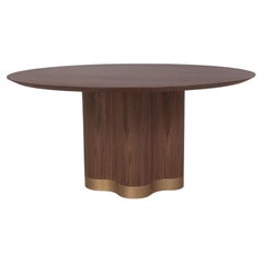 Table de salle à manger ronde avec base et plateau en bois massif façonnés
