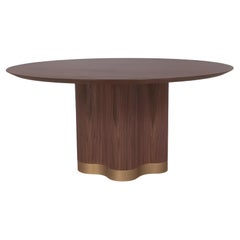 Round Dining Table with Shaped Solid Wood Base and Top