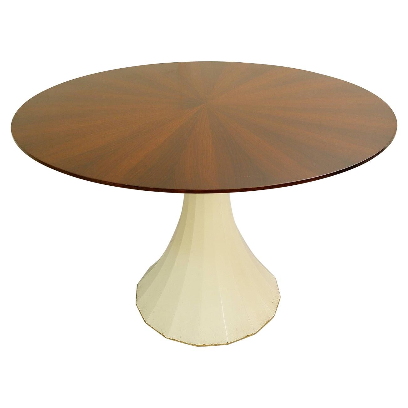 Round Dining Table with Star Veneered Top For Sale