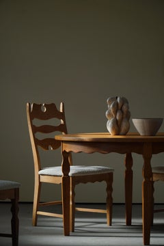 Round Dining Table with Two Extensions, Made in Oak, Danish Cabinetmaker, 1960s