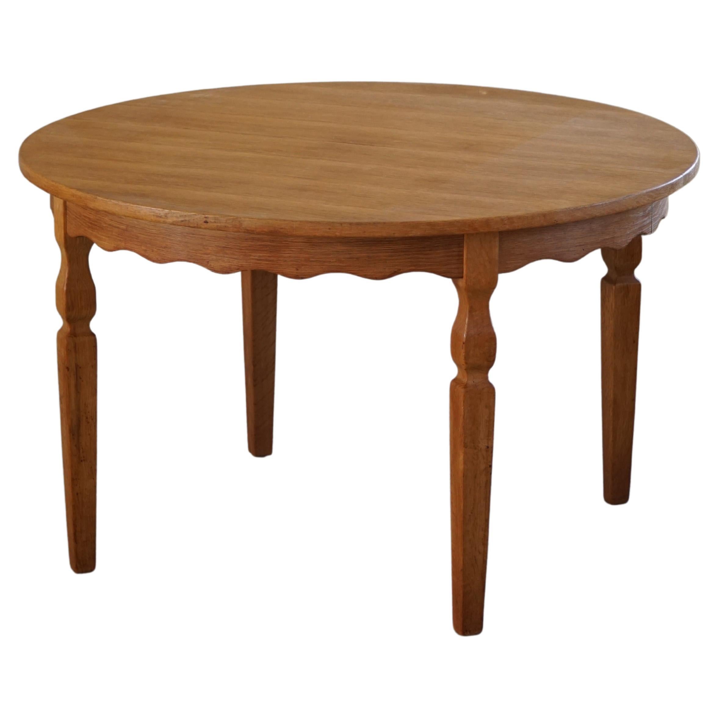 Round Dining Table with Two Extensions, Made in Oak, Danish Cabinetmaker, 1960s