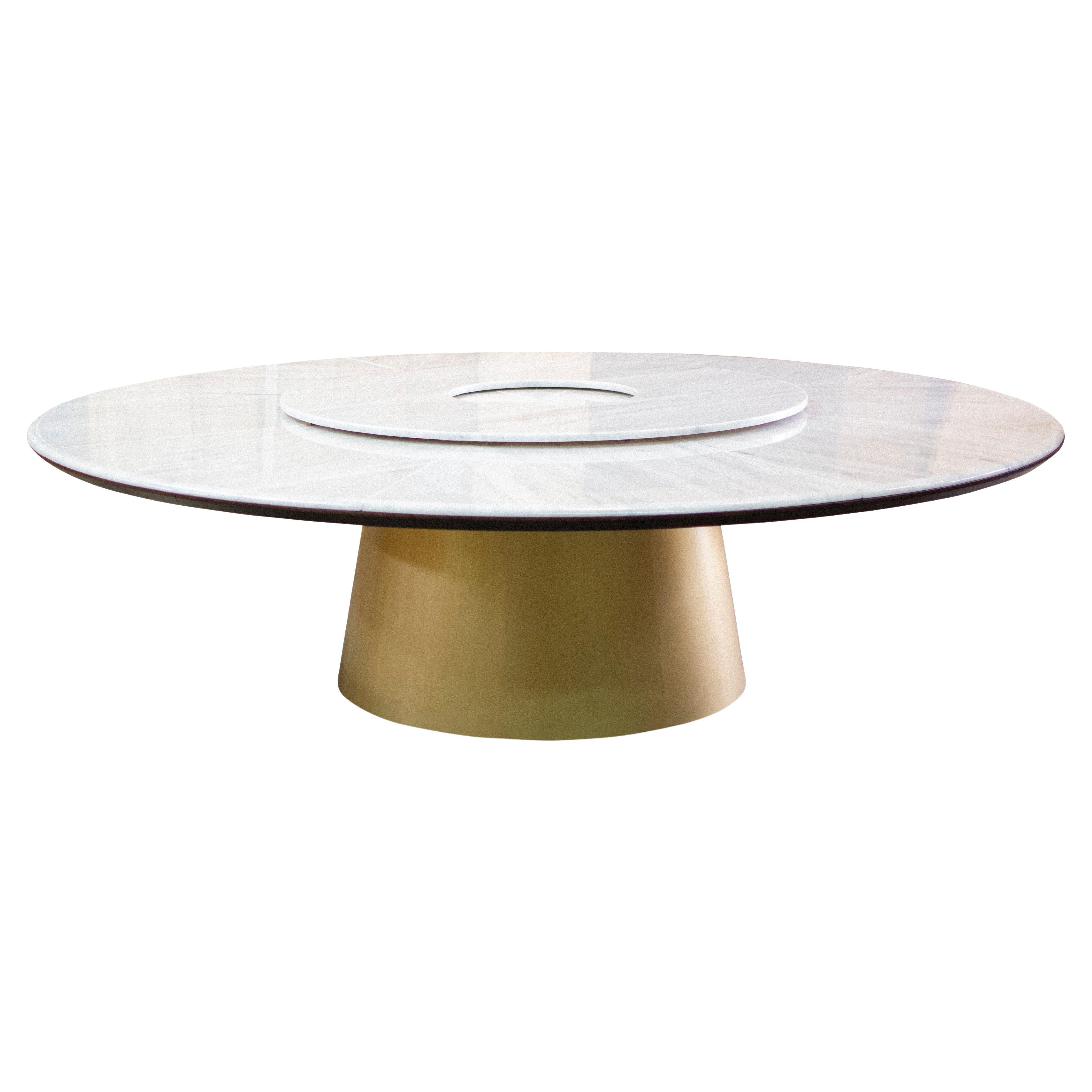 Stone & Bronze Dining Table with Rotating Server by Costantini, Aragon
