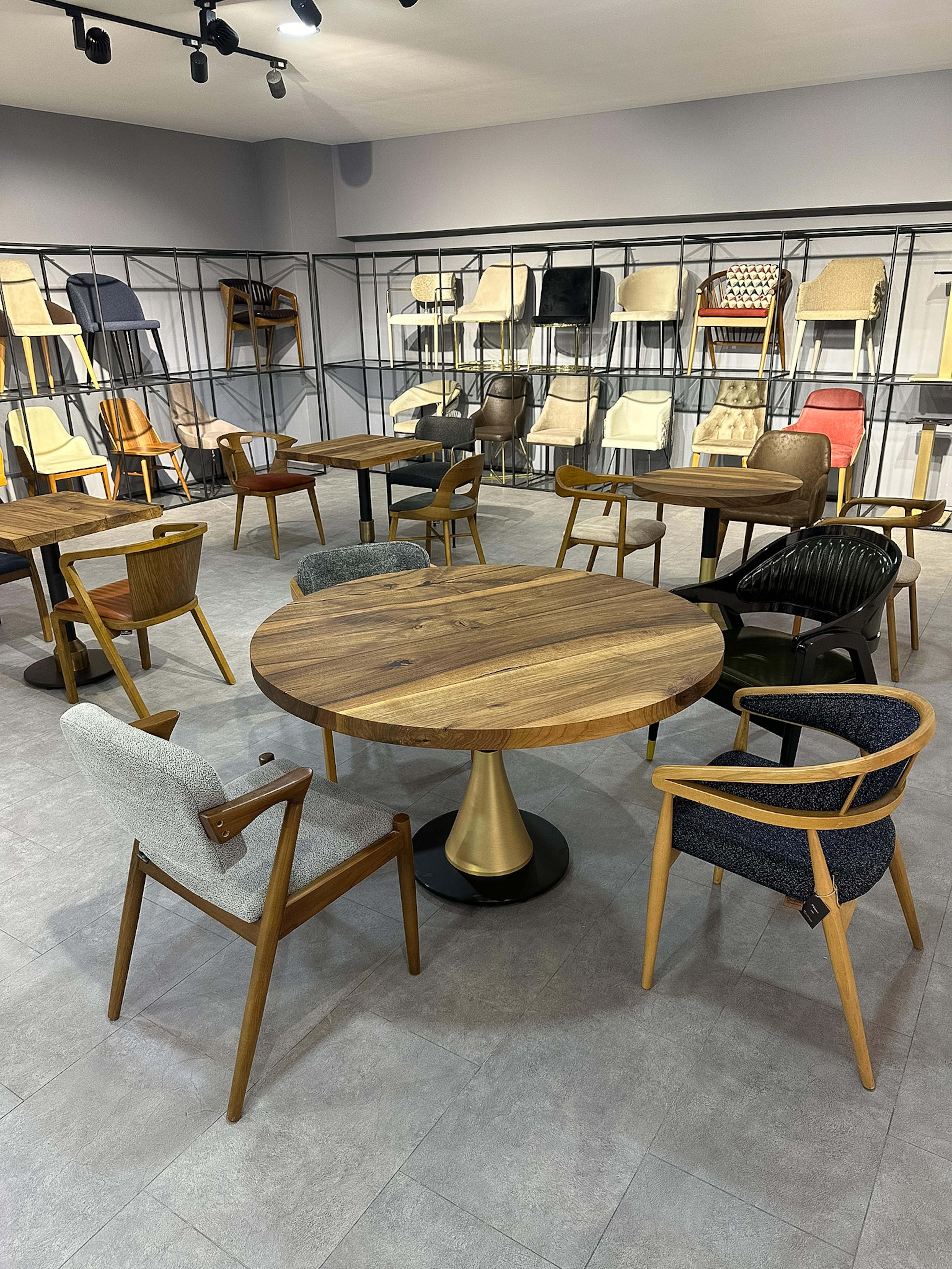 Contemporary Rustic Wood Black Walnut Custom Dining Room Table - Solid Wood Round Table For Sale