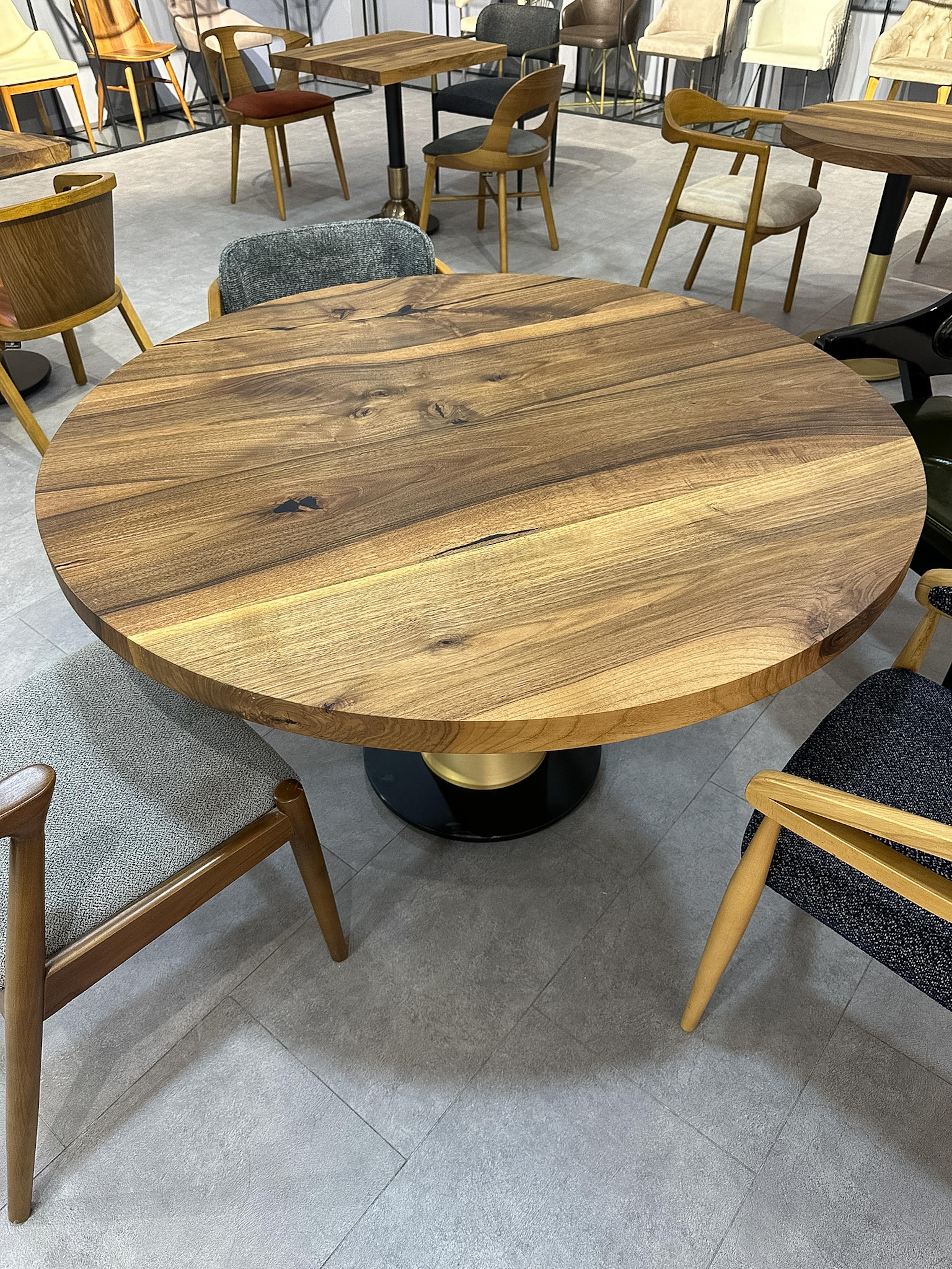 Rustic Wood Black Walnut Custom Dining Room Table - Solid Wood Round Table For Sale 1