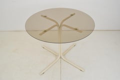 Round Dining Table, Metal and Glass, 1970's