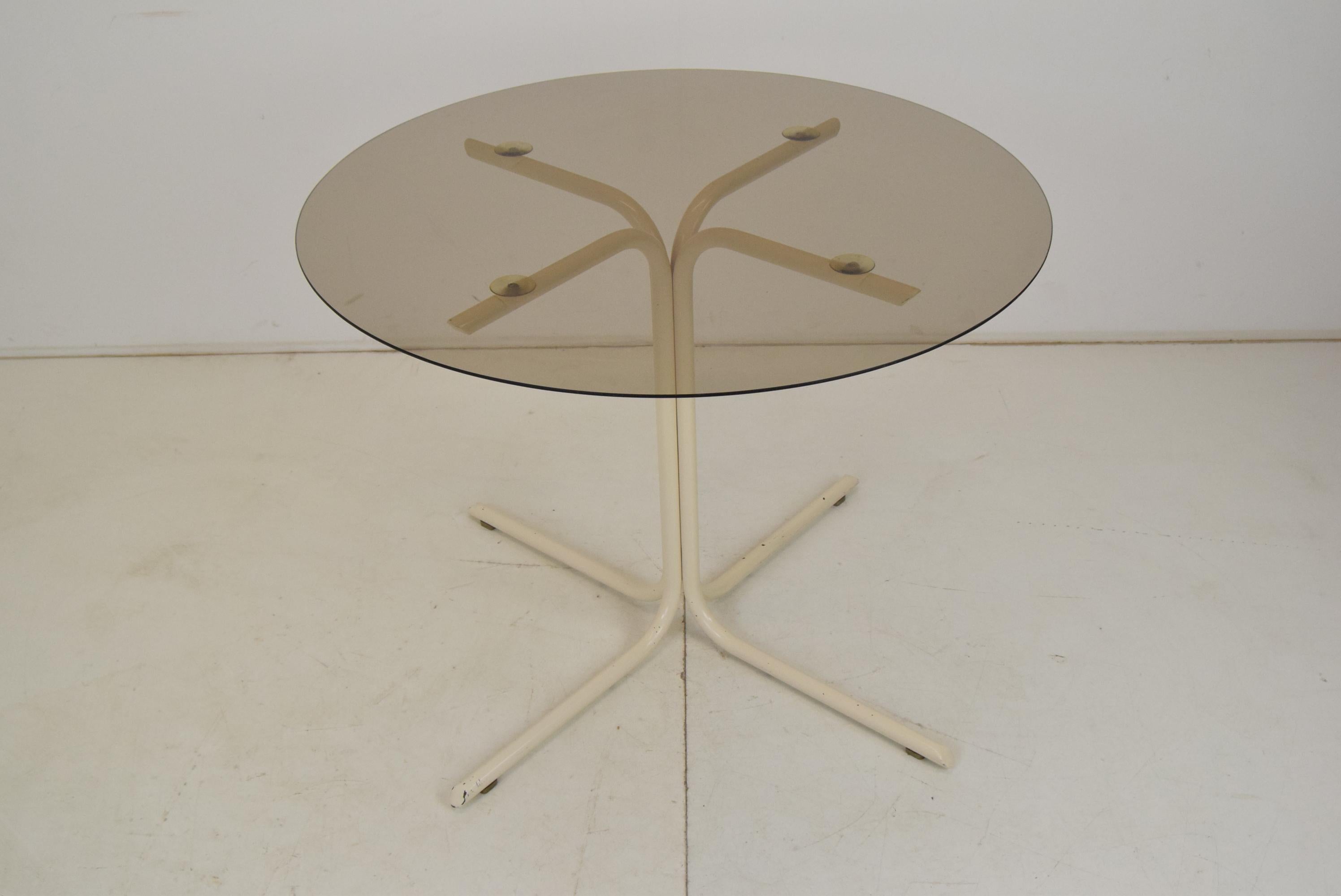 Late 20th Century Round Dining Table, Metal and Glass, 1970's For Sale