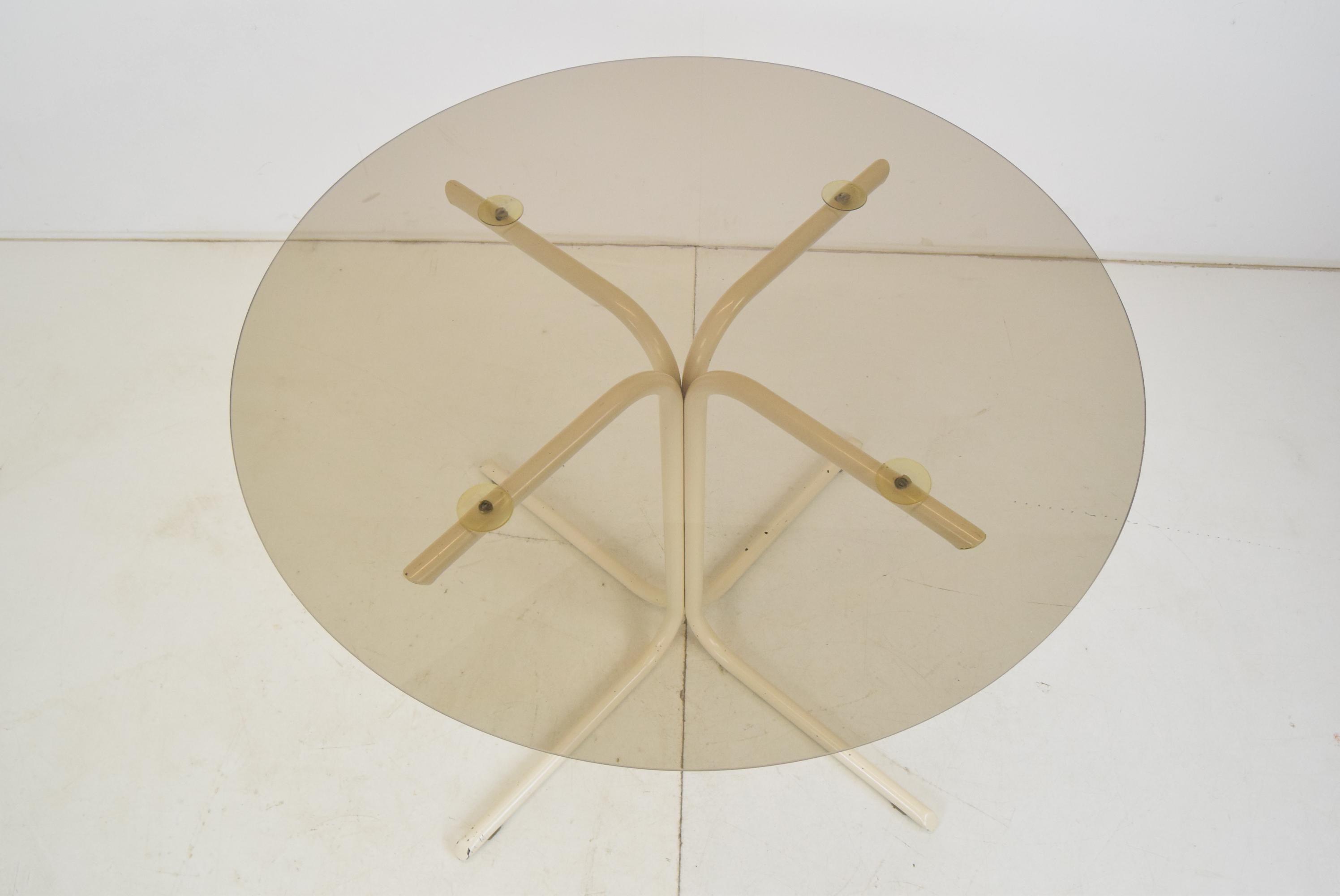 Round Dining Table, Metal and Glass, 1970's For Sale 2