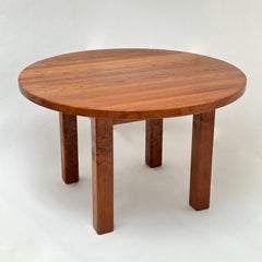Round Dinner Table and its 4 Chairs in Solid Elm by Michel Milleret, Paris 1979