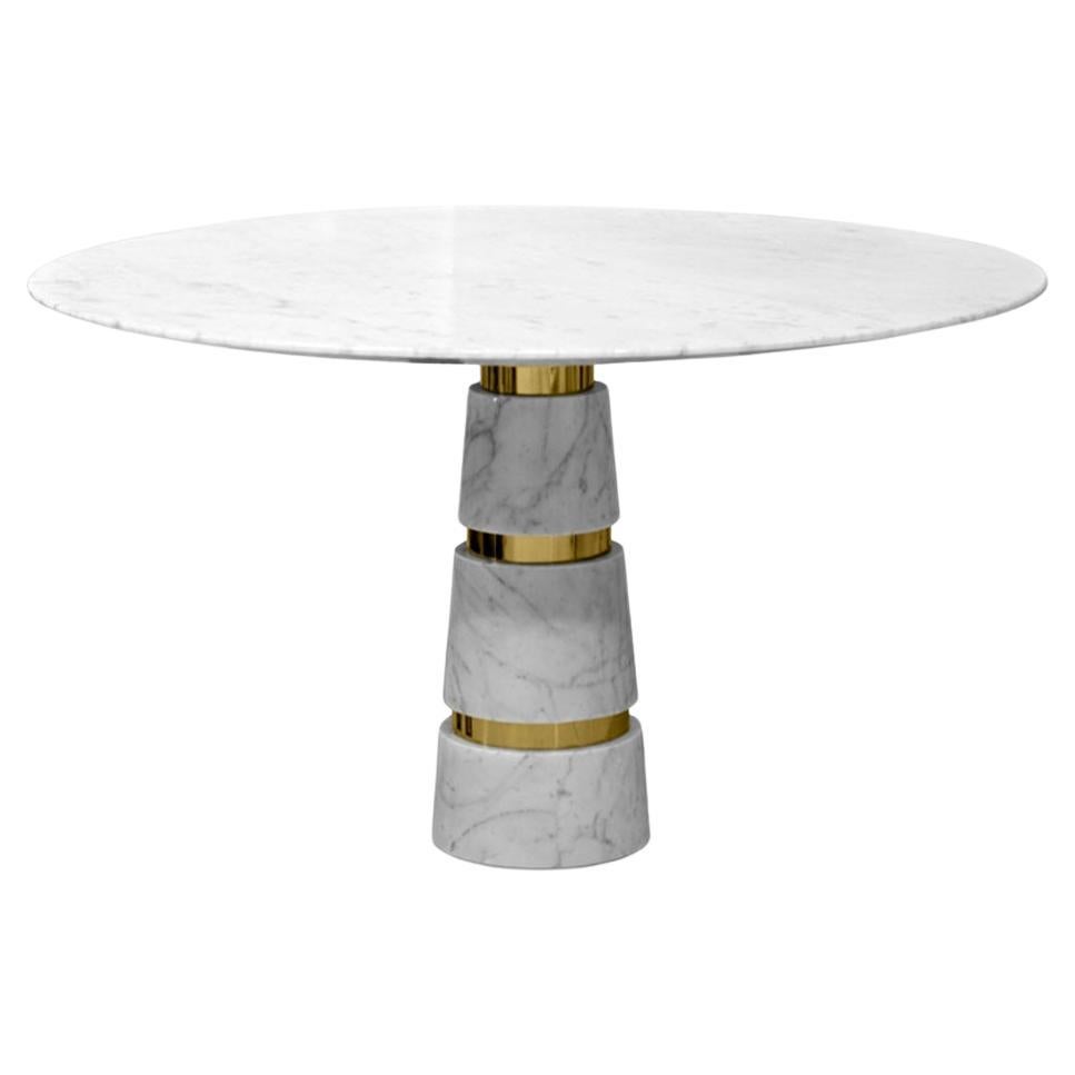 Table de salle à manger ronde « Colonne » en marbre en vente