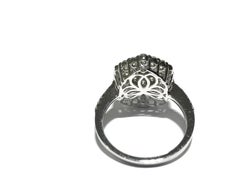 Round Disc 14 Karat White Gold Ring with 1.60 Carat Diamonds