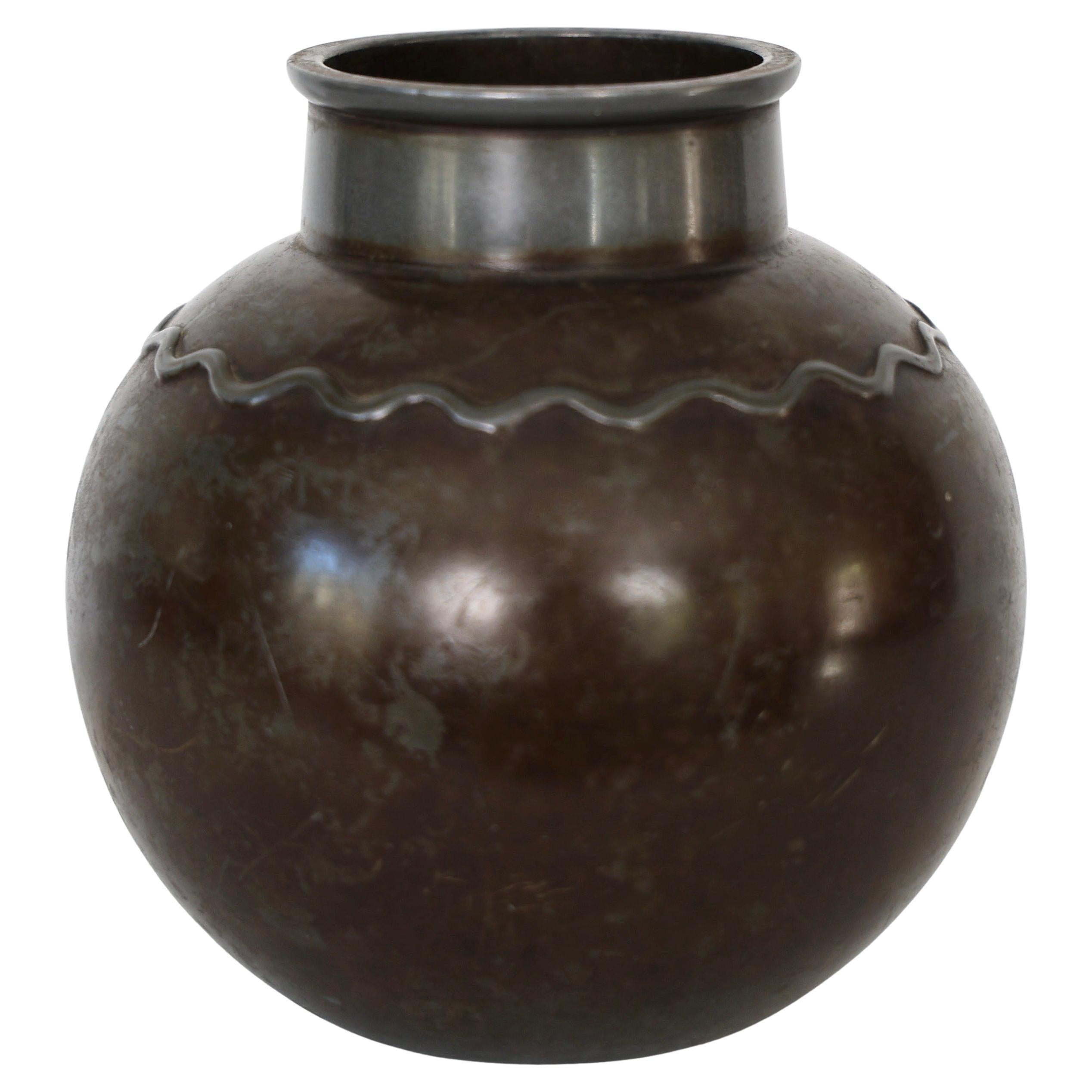 Round Diskometal Vase by Just Andersen, 1930s, Denmark