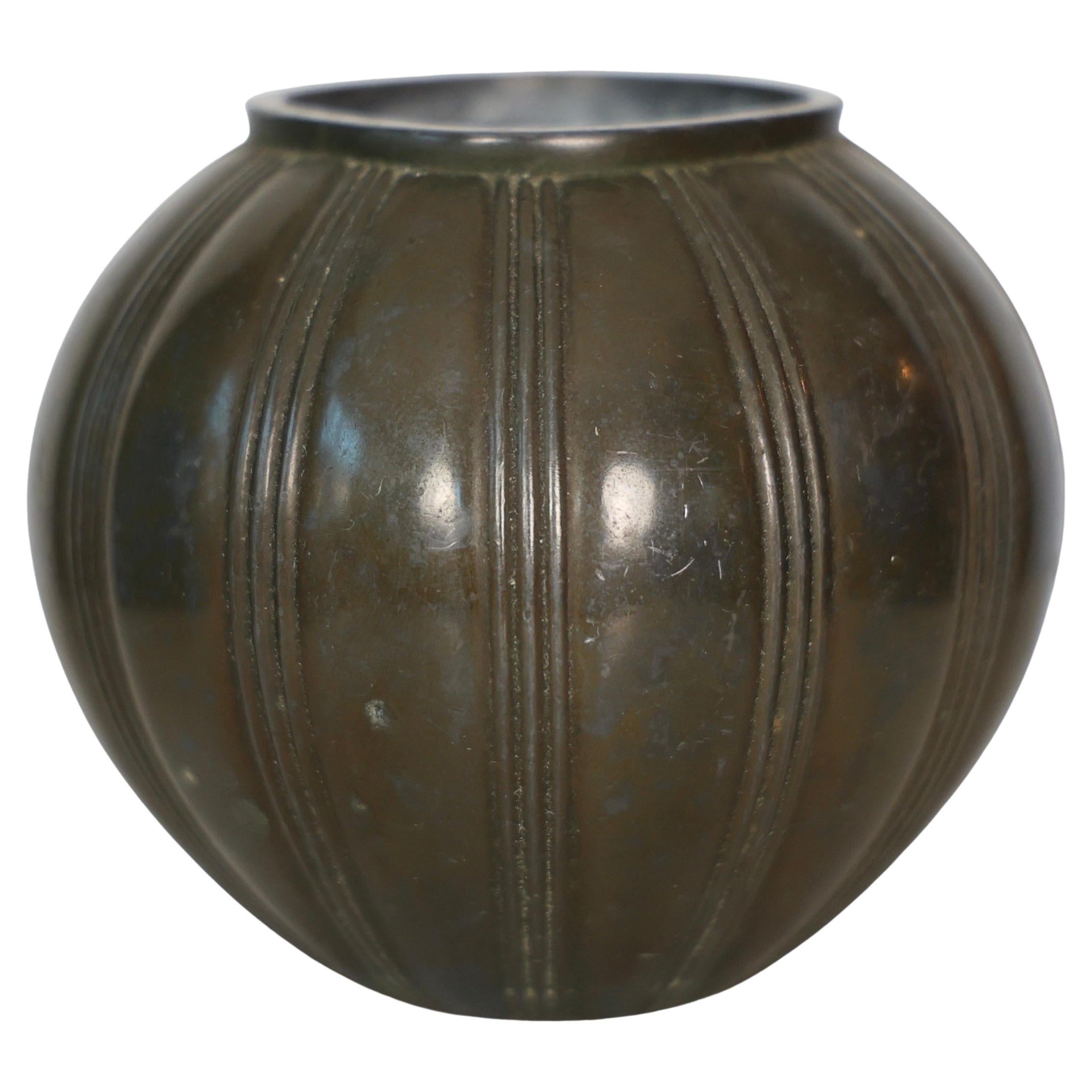 Round Diskometal Vase by Just Andersen, 1930s, Denmark For Sale
