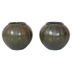 Round Diskometal Vases by Just Andersen, 1930s, Denmark
