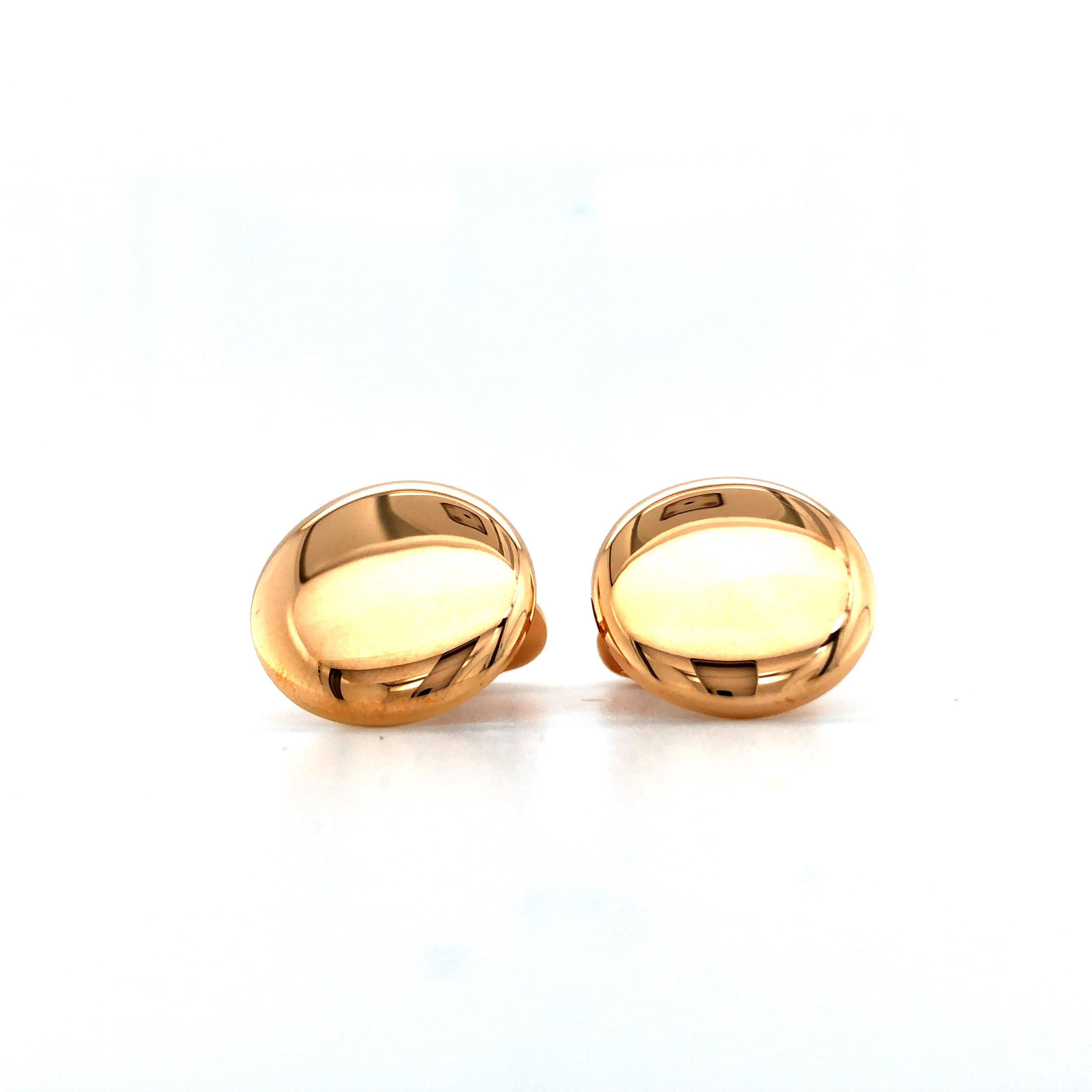 Contemporain Boutons de manchette ronds en forme de dôme en or rose 18 carats, hautement poli, diamètre 17,6 mm en vente