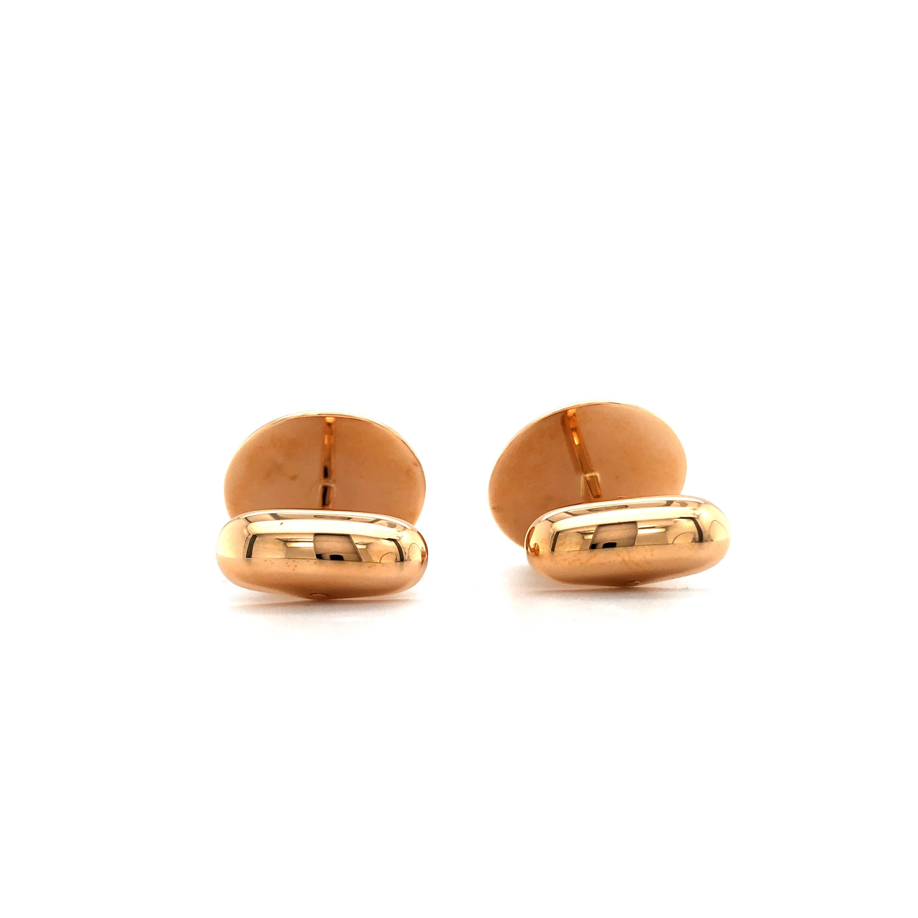 Boutons de manchette ronds en forme de dôme en or rose 18 carats, hautement poli, diamètre 17,6 mm Unisexe en vente