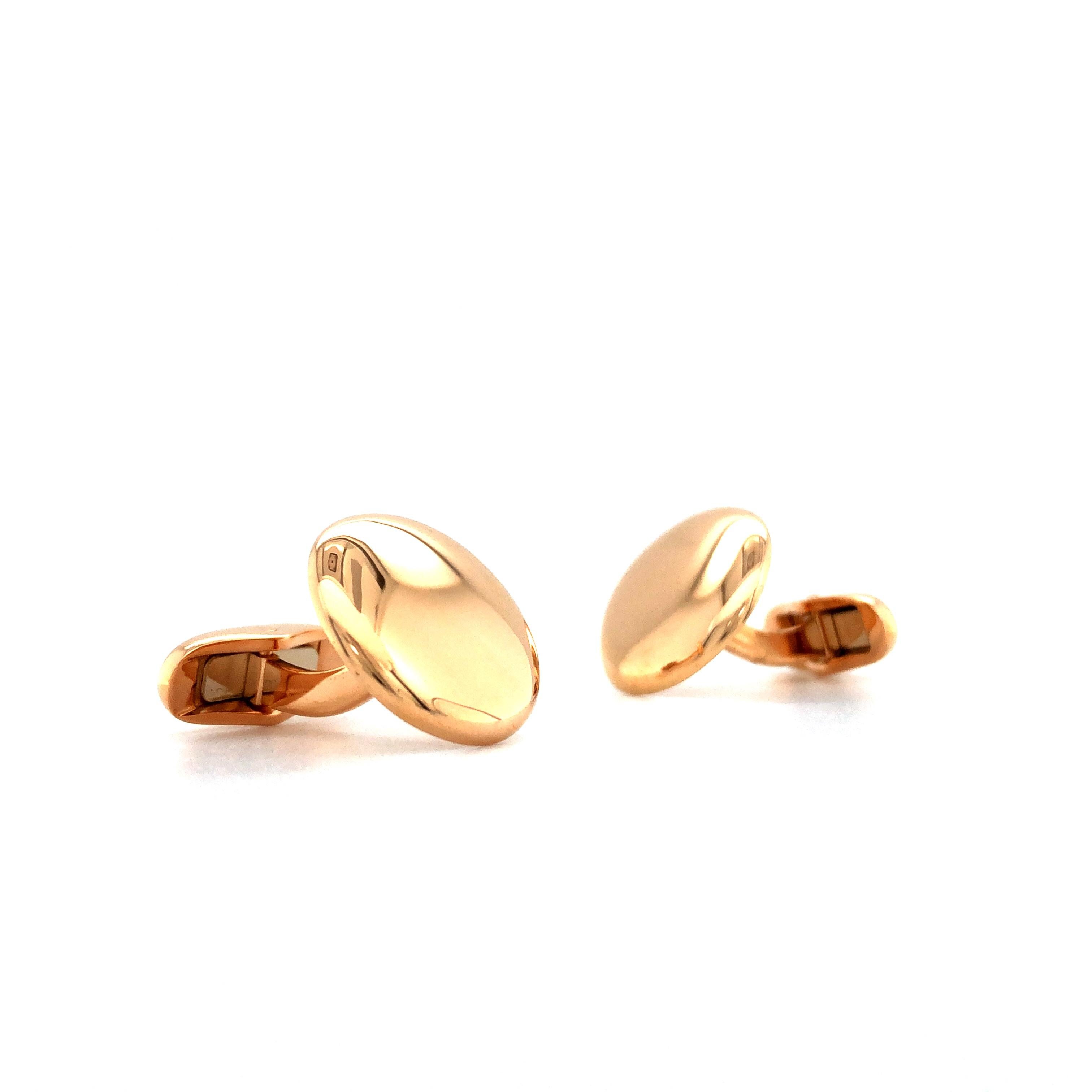 Boutons de manchette ronds en forme de dôme en or rose 18 carats, hautement poli, diamètre 17,6 mm en vente 3