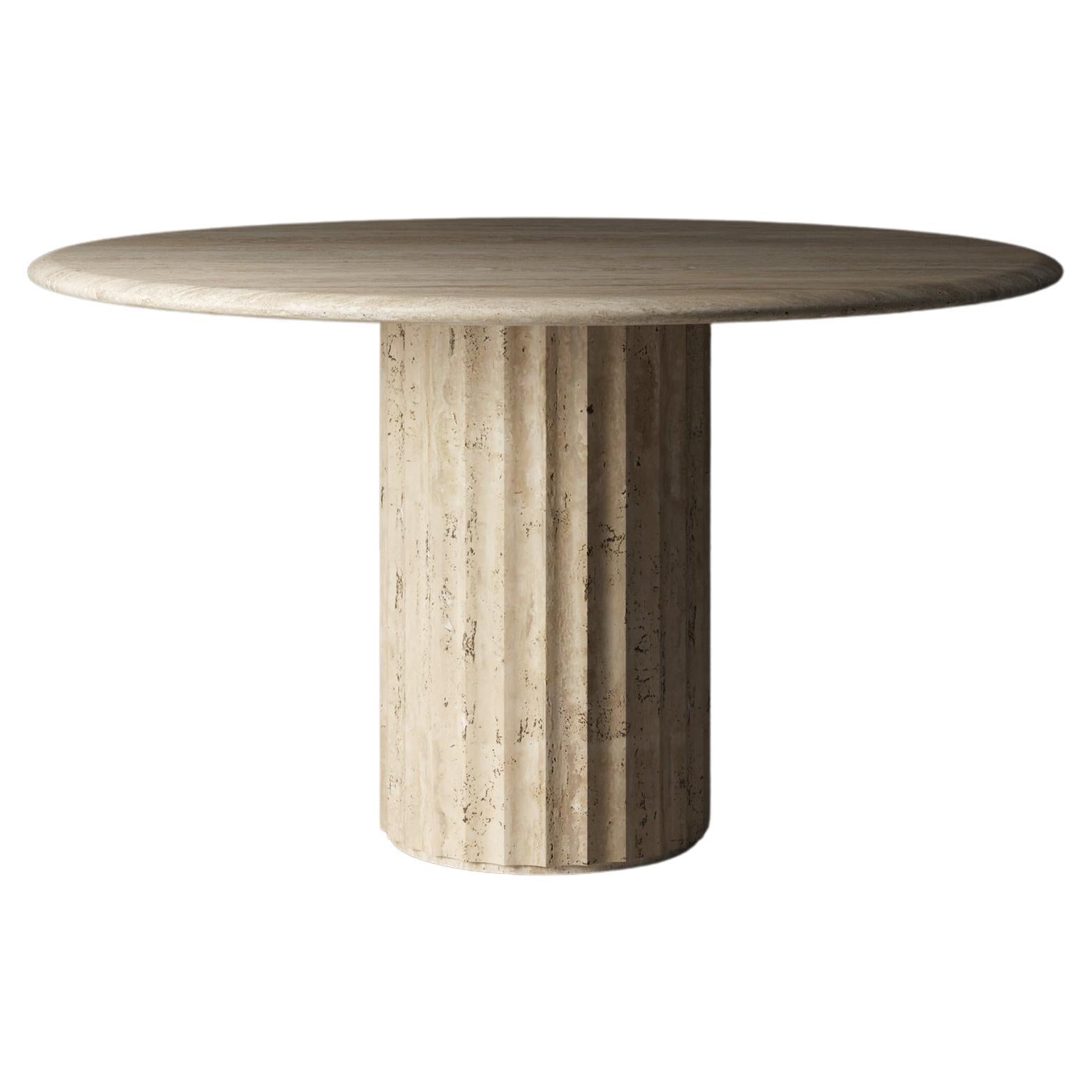 Round "Dorico" Table in Classic Travertine Open Porous For Sale