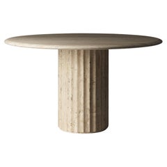 Vintage Round "Dorico" Table in Classic Travertine Open Porous