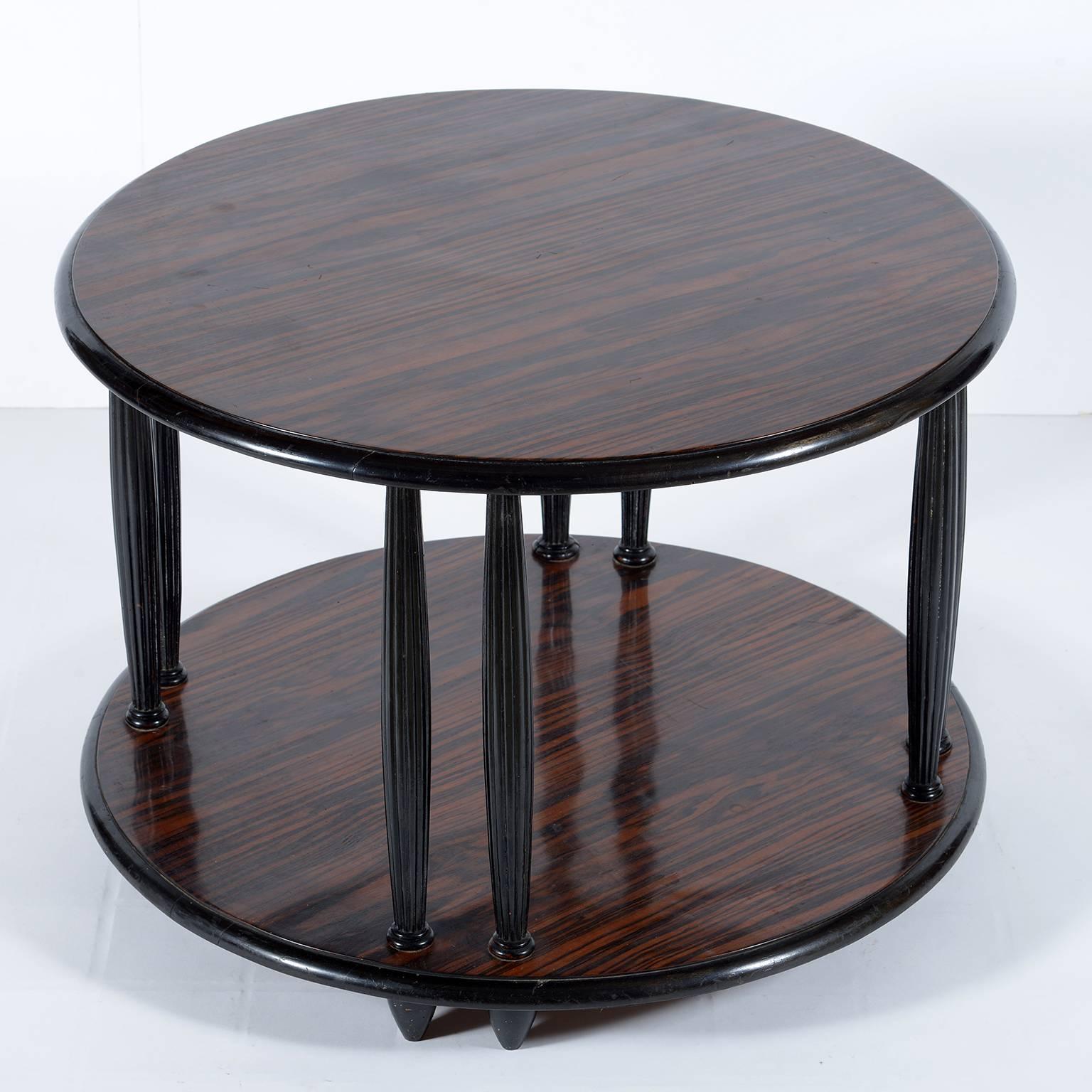 Italian Round  Double Shelves Art Deco Coffee or Side Table, 1925-1930