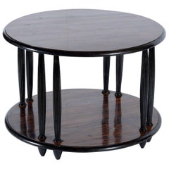 Antique Round  Double Shelves Art Deco Coffee or Side Table, 1925-1930