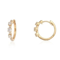 Round Dream 14K (or 18k upon request) Yellow Gold Diamond Huggies Earrings