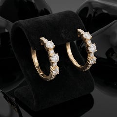 0.60ct Diamond & Emerald 14K Gold Round Huggie Earrings
