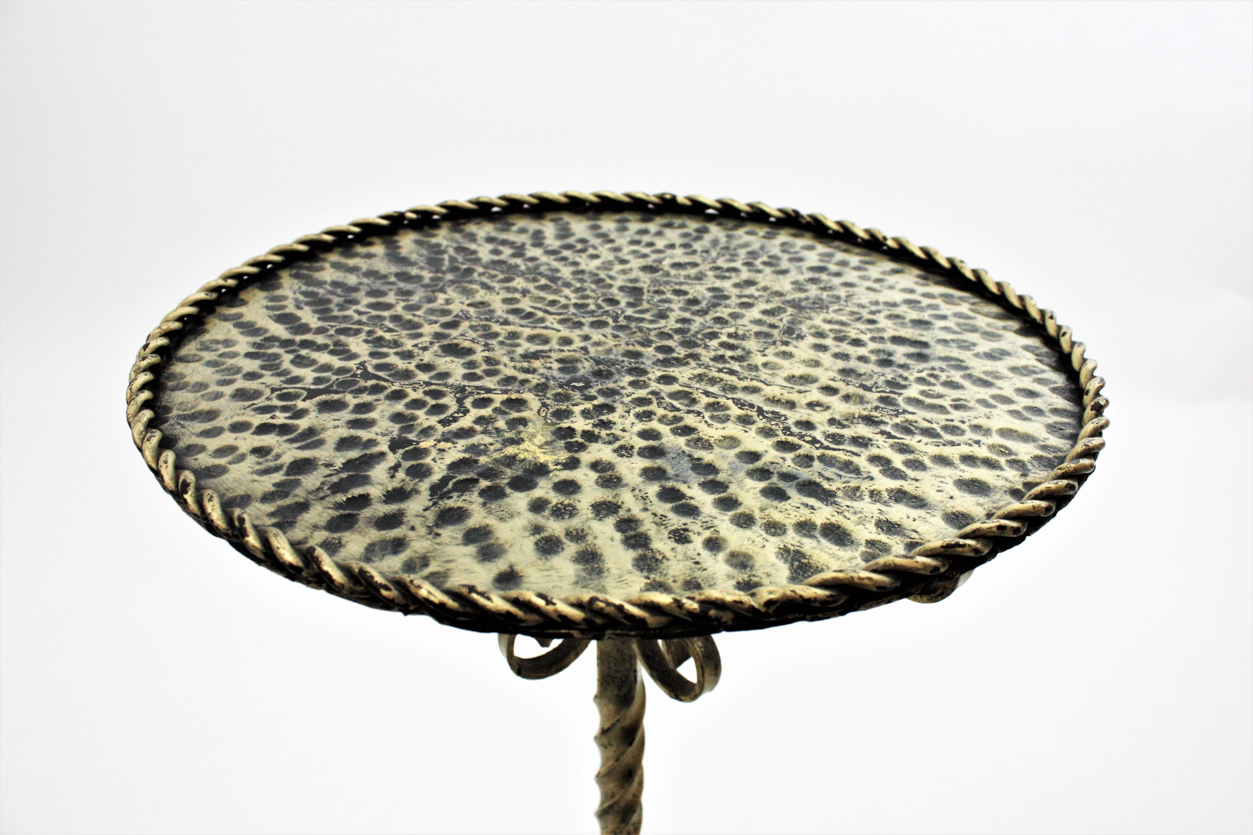 Spanish Gilt Martini Table / Drinks End or Side Table, Wrought Iron For Sale 4