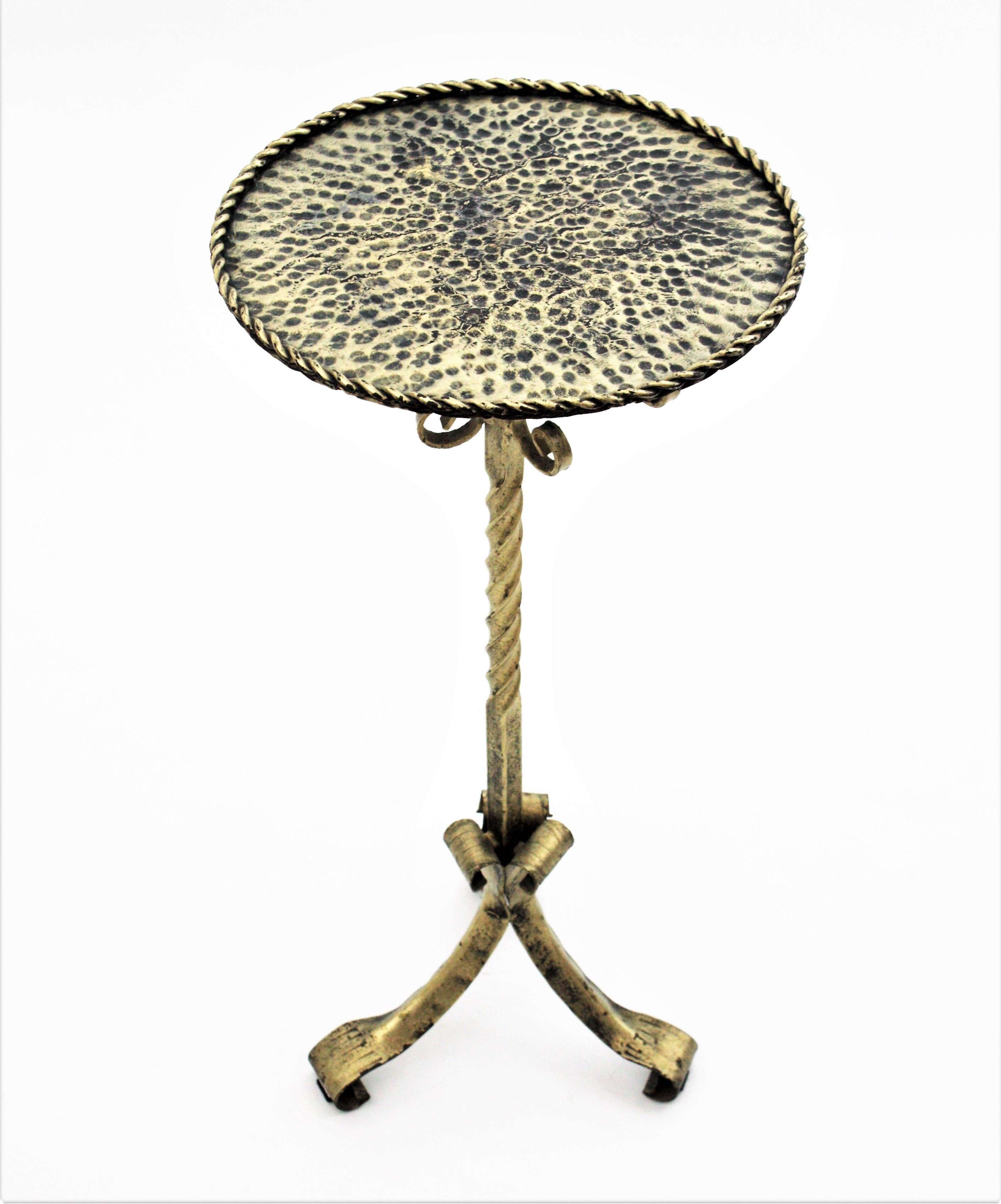 Spanish Gilt Martini Table / Drinks End or Side Table, Wrought Iron For Sale 5