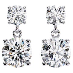Round Drop Earrings 14K Gold Natural Diamond 1 Carat Total Weight