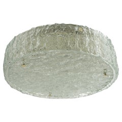 Round Drum Shaped Glass Flush Mount by Kaiser, Germany, 1960s