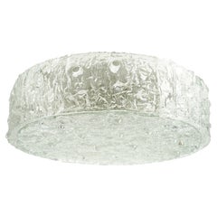 Kaiser Round Drum Shaped Glass Flush Mount by Kaiser, Germany, 1960s