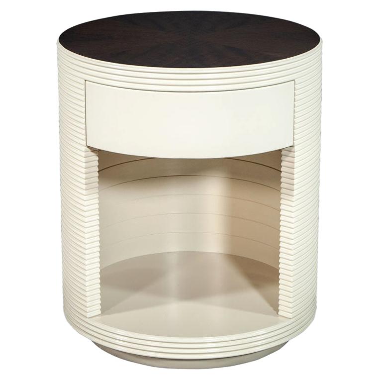 Round Drum Side Table with Starburst Top