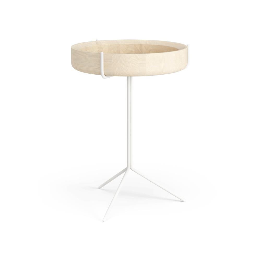 Round Drum Side Tray Table Corinna Warm for Swedese Ash, White Frame For Sale 9