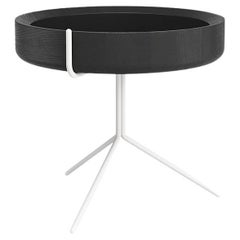 Round Drum Side Tray Table Corinna Warm for Swedese Black Ash, White Frame