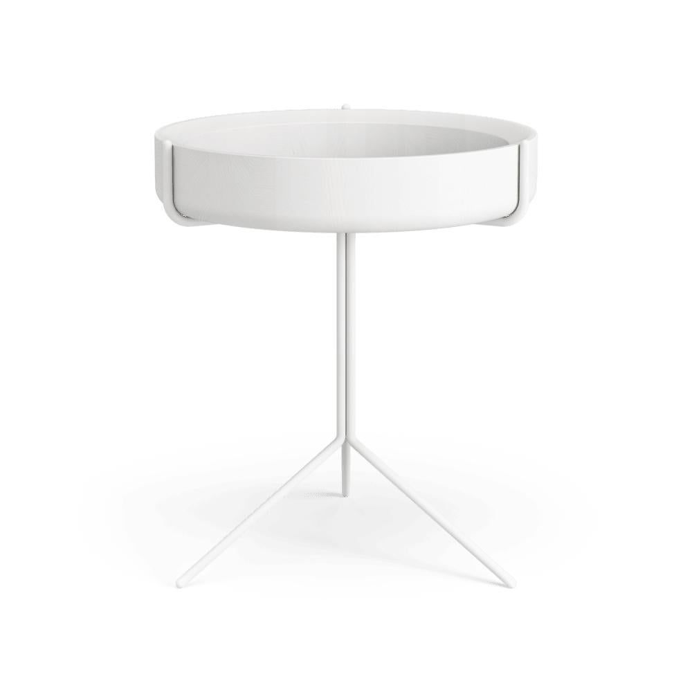 Table d'appoint tambour ronde Corinna Warm pour Swedese Frêne blanc, structure noire en vente 3