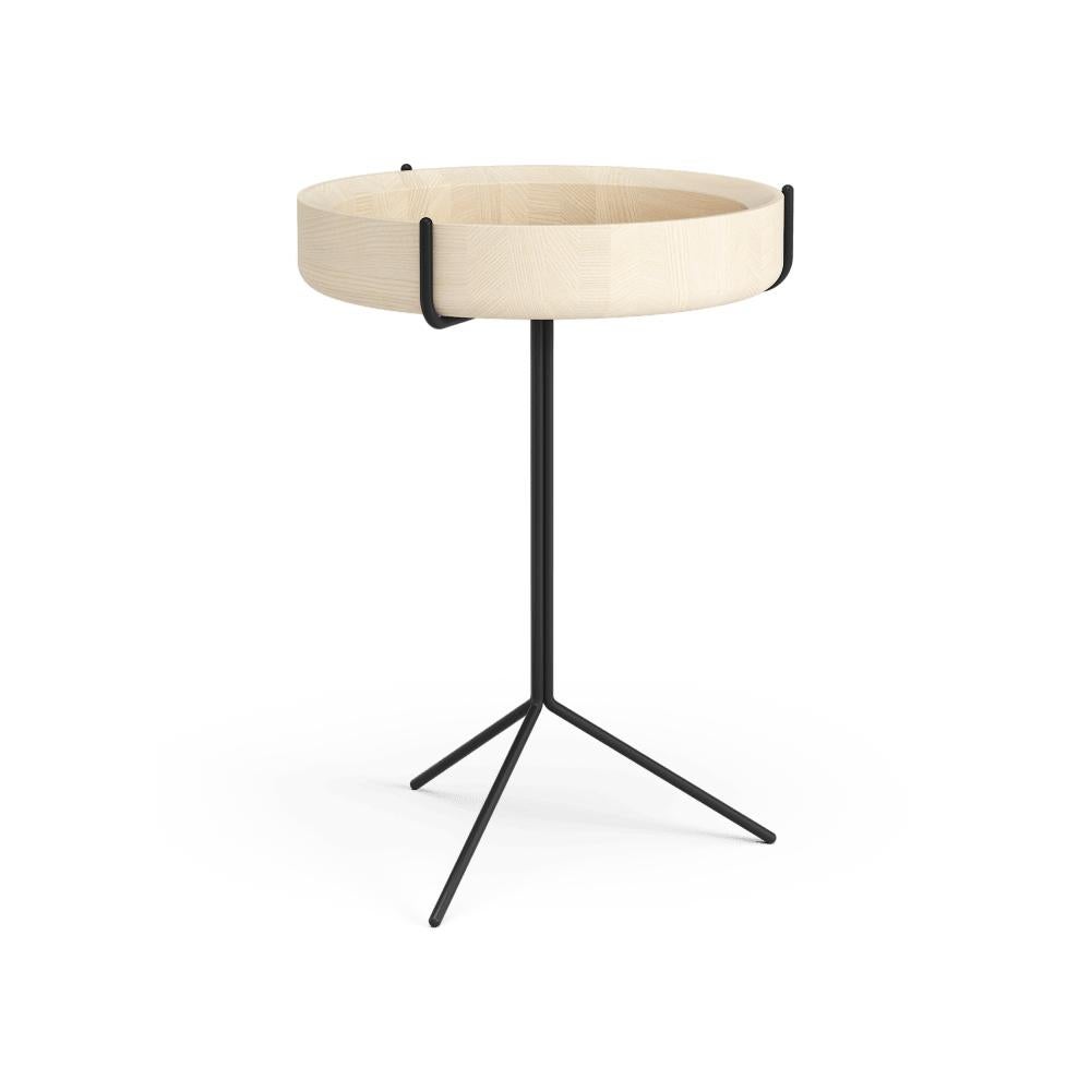 Round Drum Side Tray Table Corinna Warm for Swedese White Ash, Black Frame For Sale 9