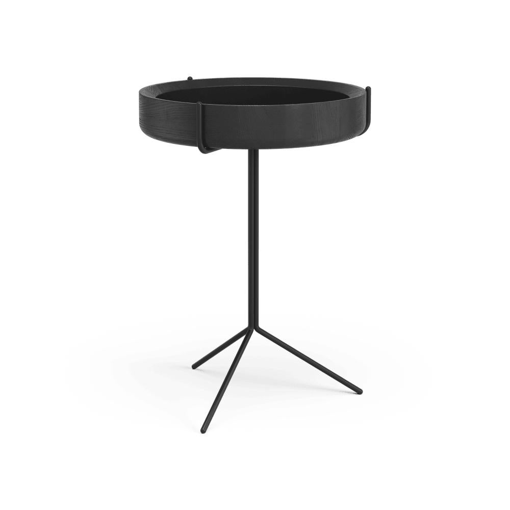 Round Drum Side Tray Table Corinna Warm for Swedese White Ash, Black Frame For Sale 11