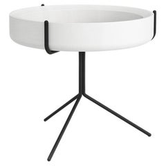 Round Drum Side Tray Table Corinna Warm for Swedese White Ash, Black Frame