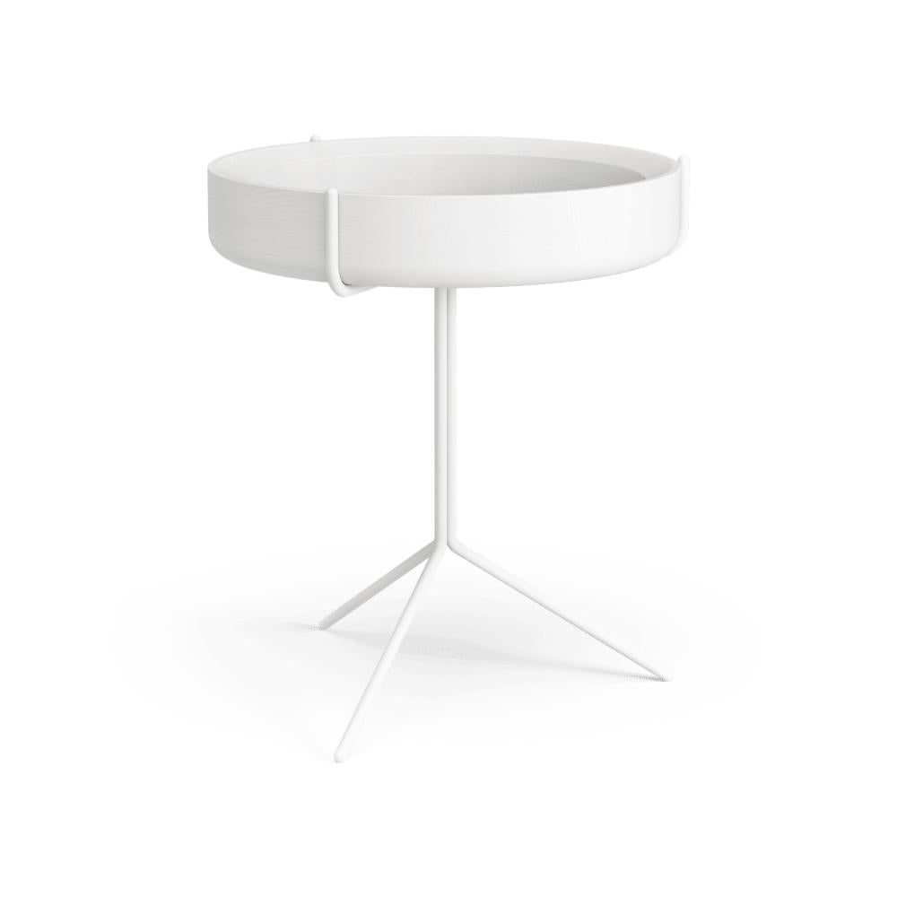 Table d'appoint ronde à plateau tambour Corinna Warm pour Swedese H 14 po. Frêne blanc, cadre blanc en vente 7