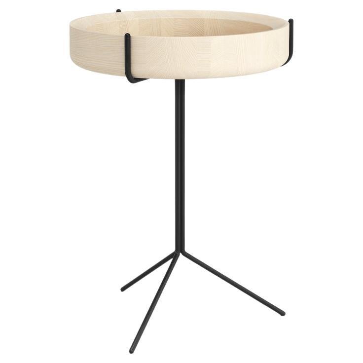 Round Drum Side Tray Table Corinna Warm for Swedese Ash, Black Frame For Sale