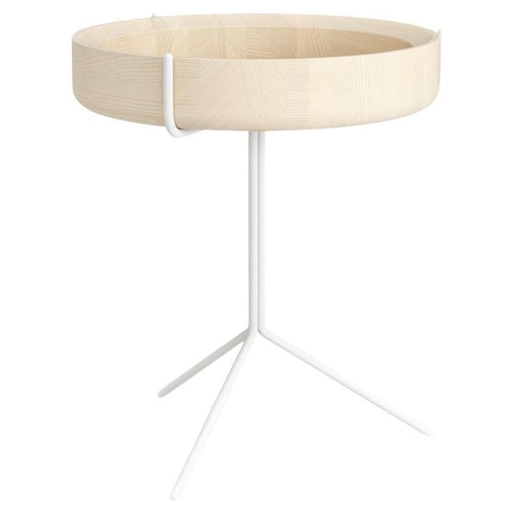 Round Drum Side Tray Table Corinna Warm for Swedese Ash, White Frame For Sale 3